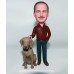 Casual Handsome with Pet Custom Bobblehead
