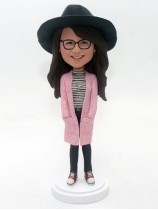 Custom Bobblehead Girl in Black Jeans and red Converse