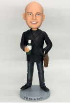 Personalized Bobblehead Holding a Bottle of Beer