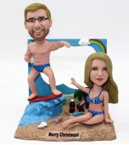 Beach Couple With Frame Personalized Bobblehead