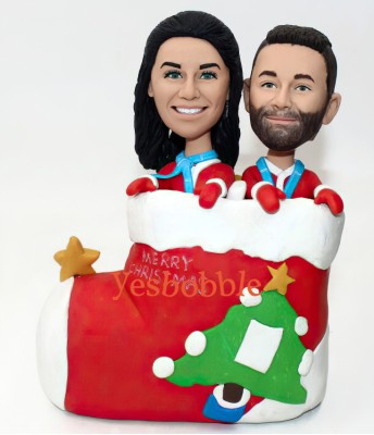 Couple In Christmas Stocking Bobblehead