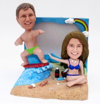 Custom Beach Couple With Frame Bobblehead