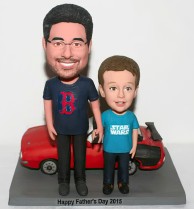 Dad And Son With Muscle Car Bobblehead