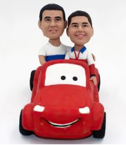 Father and Son In Lightning McQueen Bobblehead