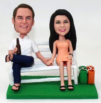 Personalized Couple Sit on The Chair Bobblehead