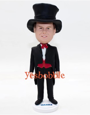 Conductor In Black Tails Suit Bobblehead