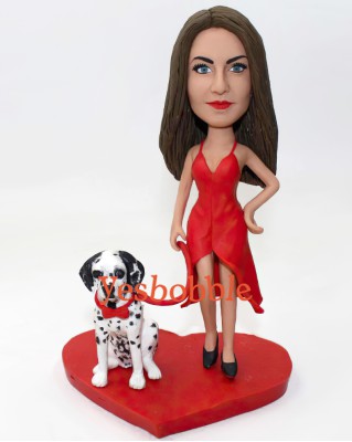 Custom Bobblehead in Slip Dress With Dog