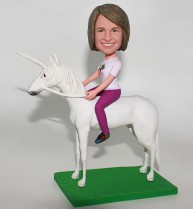 Girl Riding a Unicorn Custom Bobblehead