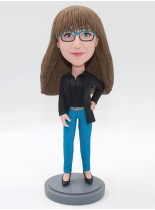 Girl Standing with One Hand on Hips Custom Bobblehead
