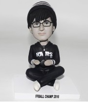 Young Man Custom Bobblehead in Black and White