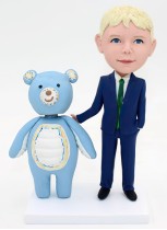 Boy In Suit With Bear Custom Bobblehead