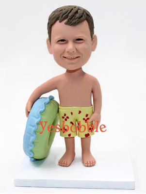 Swimming Kid With Swim Ring Custom Bobblehead