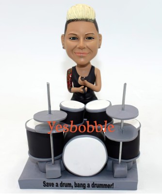 Female Rock Band Drummer Bobblehead