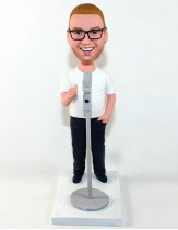 Singer Bobblehead with Microphone Stand
