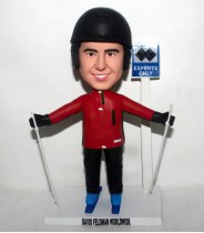 Experts Skier Wearing a Red Ski Jacket Bobblehead