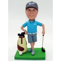 Golfer With Bag and Clubs Custom Bobblehead
