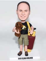 Man Holding a Cat and Carring a Golf Bag Bobblehead