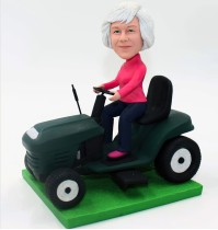 Custom Bobblehead on Riding Lawn Mower
