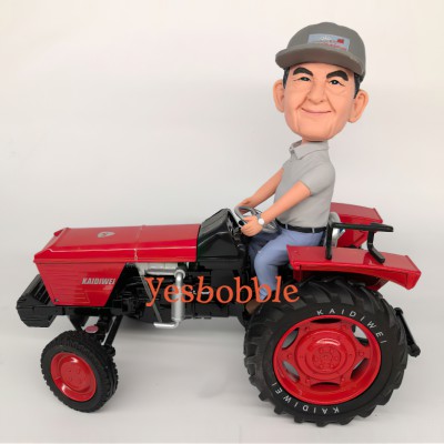 Farmer on Kaidiwei Tractor Custom Bobblehead