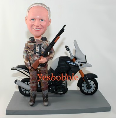 Hunter with Rifle and his Motorbike Bobblehead