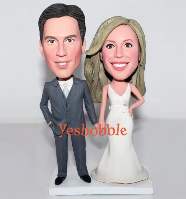 Newly Engaged Couple Personalized Bobblehead