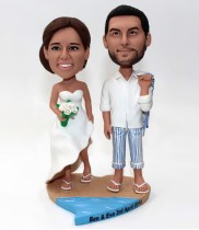 Wedding Cake Topper, Beach Couple Bobblehead