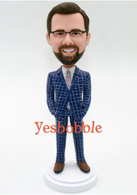 Business Man in Plaid Suit Custom Bobblehead