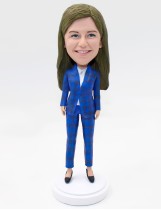 Business Woman In Plaid Suit Bobblehead