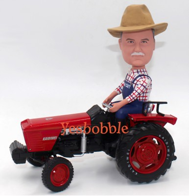 Farmer on Kaidiwei Tractor Personalized Bobblehead