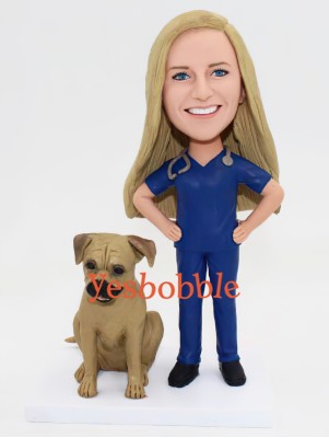 Female Nurse With Pet Bobblehead