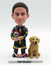 Firefighter Bobblehead With Dog