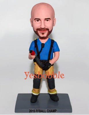 Firefighter Holding a Fire Hose Bobblehead