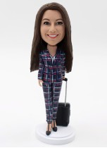 Lady in Suit With Suitcase Custom Bobblehead