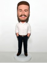 Man In Shirt with Hands in Pocket Bobblehead