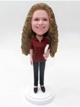 Office Lady With Paperwork Bobblehead