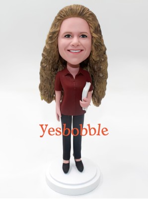 Office Lady With Paperwork Bobblehead