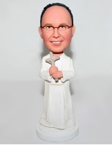 Pastor In White Gown Custom Bobblehead
